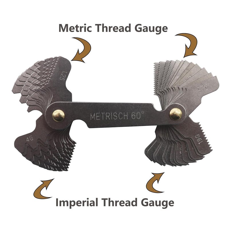 LYECUN 2 in 1 Thread Gauge, Metric 60 Degree and Whitworth 55 Degree(Metric and Imperial), Thread Pitch Gauge for Thread Size Measurement - Image 3